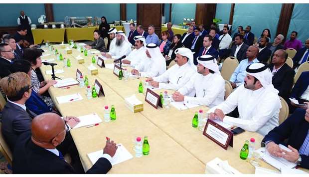 Al-Mansouri leads the meeting between Qatari businessmen and members of the Singaporean delegation comprising companies specialising in security solutions. PICTURE: Thajudheen