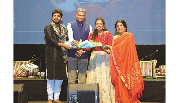 HONOURED: The ambassador felicitating the troupe during the u2018An Evening of Hindustani Instrumental Musicu2019.