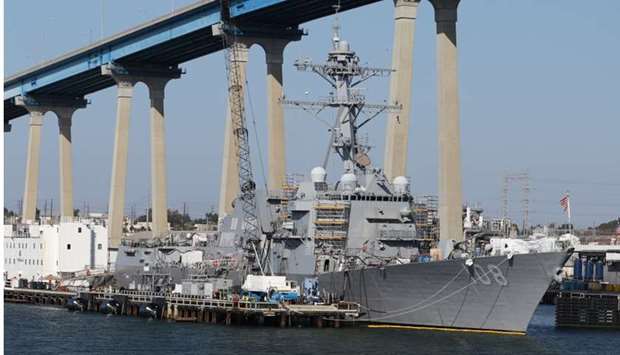 The USS Wayne E. Meyer (DDG-108) Arleigh Burke-class Destroyer sits docked in San Diego, California. File picture: April 12, 2015