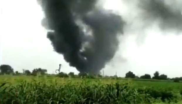 A screenshot taken from a video posted on social media shows thick smoke billowing from factory after the explosion.