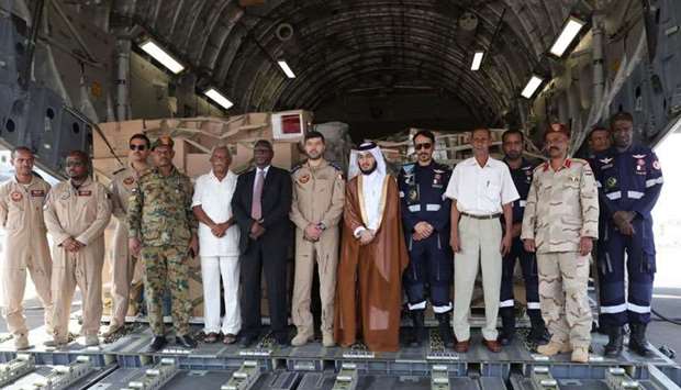 The first flight carrying relief materials for Sudan flood victims landed in Khartoum. Picture courtesy: Qatar Fund for Development's Twitter page