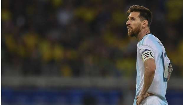 Lionel Messi is pictured during the Copa America football tournament semi-final match against Brazil at the Mineirao Stadium in Belo Horizonte, Brazil, on July 2