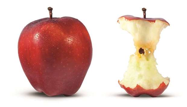 A typical 240g organic or conventional apple contains around 100mn bacteria, and much of it is located in the fruitu2019s core, particularly the seeds. Only 10mn bacterial cells live in the flesh. Much of the bacteria promotes gut health.