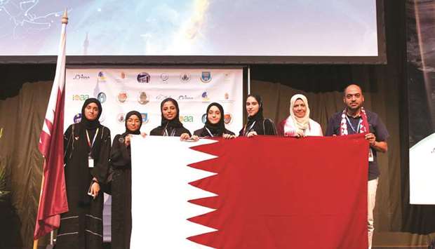The Qatar team at the opening ceremony of the International Olympiad on Astronomy and Astrophysics 2019 in Hungary.