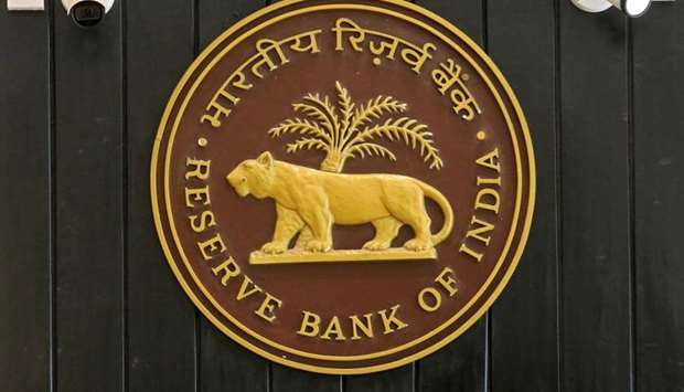 CCTV cameras are seen installed above the logo of Reserve Bank of India (RBI) inside its headquarters in Mumbai, India, February 7, 2019