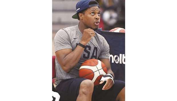 Kyle Lowry of the 2019 USA menu2019s national team attends a practice session during a minicamp at the Mendenhall Center in Las Vegas, United States, on Monday. (AFP)