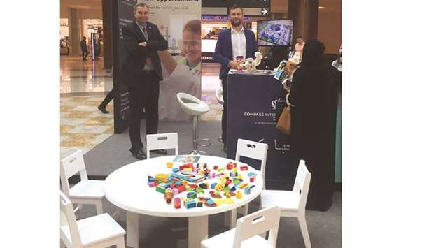 The schoolu2019s information and recruitment booth at Mall of Qatar.