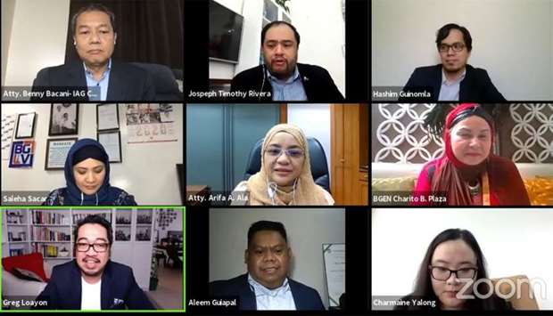 The Philippine Economic Zone Authority (Peza) director general Charito B Plaza joins various officials during a virtual conference on Islamic finance held recently.