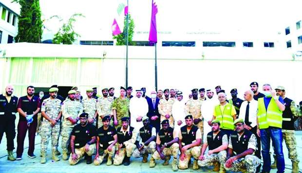 Qatari and Lebanese dignitaries and officials at the opening of the first Qatar field hospital in Beirut Tuesday