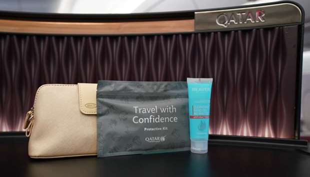 Qatar Airways provides all passengers with a complimentary protective kit onboard. The kit contains a single-use surgical face mask, large disposable powder-free gloves and an alcohol-based hand sanitiser gel.