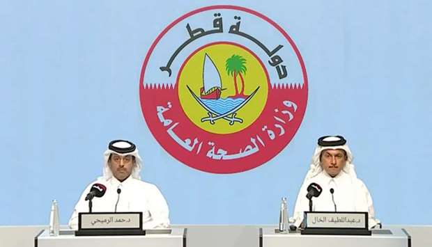 Dr Abdullatif al-Khal (right) and Dr Hamad al-Romaihi at the press conference