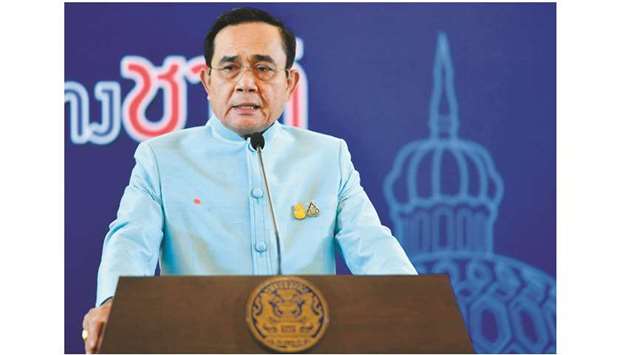 Thailandu2019s Prime Minister Prayut Chan-O-Cha speaking after a cabinet meeting at the Government House in Bangkok yesterday.