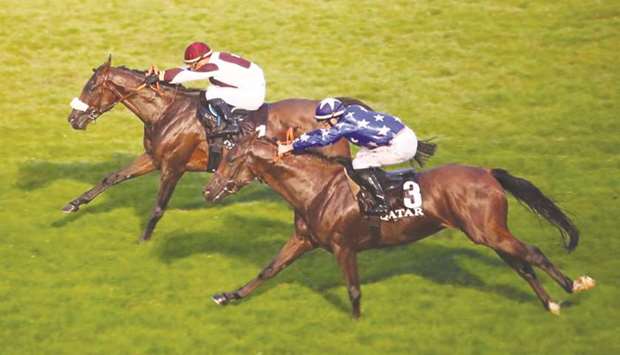 Julien Auge (left) rides Hadi De Carrere to victory in the Al Rayyan Cup (Group 1 PA) in Deauville, France, on Thursday. (Scoopdyga)