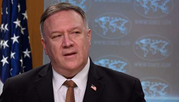 US Secretary of State Mike Pompeo speaks during a press conference at the State Department in Washington, DC on March 25. ,The Security Council's failure to act decisively in defense of international peace and security is inexcusable,,  Pompeo said in a statement Saturday.