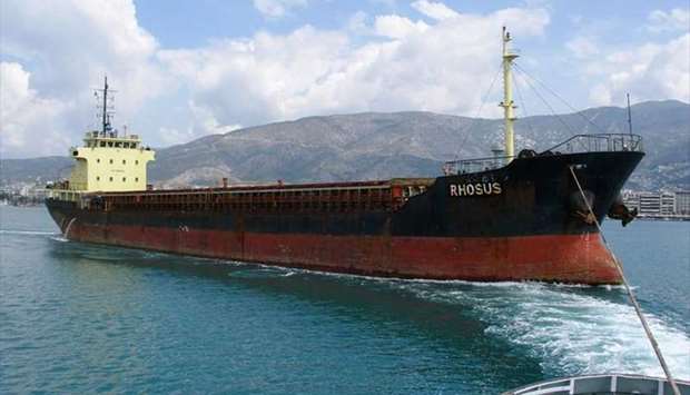 The Rhosus ship is seen at the port in Volos, Greece on April 19, 2013. The Rhosus was detained by Lebanese officials in 2013 for being unseaworthy.