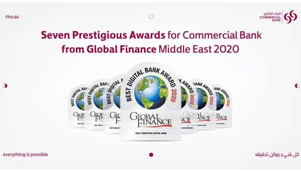 Commercial Bank of Qatar has won the following awards in 2020: Best Consumer Digital Bank in Qatar; Best Online Product Offering; Most Innovative Digital Bank; Best Online Cash Management; Best Trade Finance Service; Best Mobile Banking App; and Best in Social Media Marketing and Service.