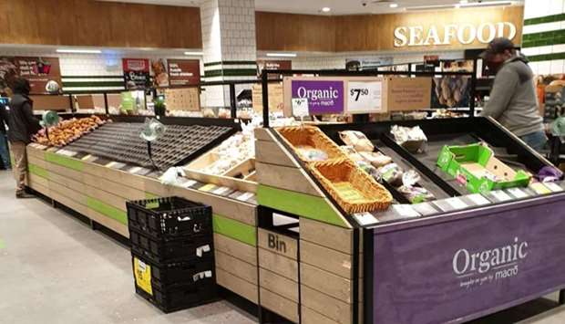 Near empty shelves are seen at the vegetable section of a supermarket in Melbourne, Victoria, Australia