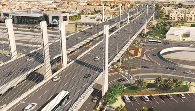 Artist's impression of Qatar's first Cable Stayed Bridge on Sabah Al Ahmad Corridor.