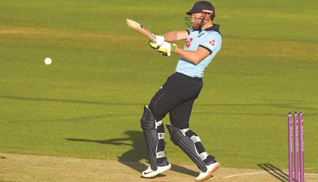 Englandu2019s Jonny Bairstow plays a shot during the second One Day International against Ireland at the Ageas Bowl in Southampton, southwest England, yesterday. (AFP)