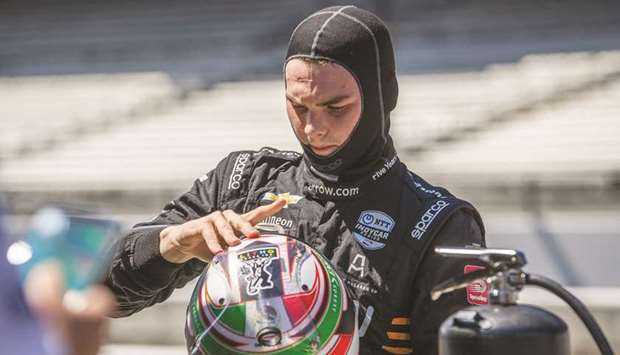 rrow McLaren SP driver Pato Ou2019Ward removes his helmet after Carb Day practice at Indianapolis Motor Speedway. (USA TODAY)