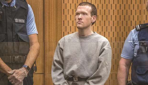 Brenton Tarrant, the gunman who shot and killed worshippers in the Christchurch mosque attacks, is seen during his sentencing at the High Court in Christchurch, New Zealand.