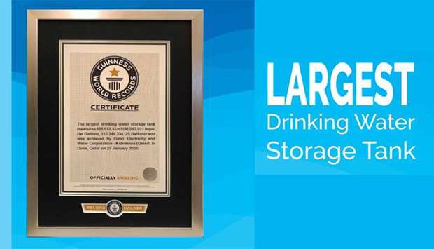 Kahramaa enters Guinness World Records for largest drinking water storage tank in the world