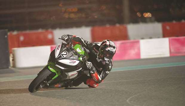 Saeed al-Sulaiti trains at the at the go-karting track of the Losail Circuit and Sports Club.