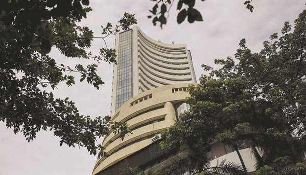 The Bombay Stock Exchange building in Mumbai. The Sensex closed little changed at 38,040.57 points even as 17 of its 30 constituents rose yesterday.