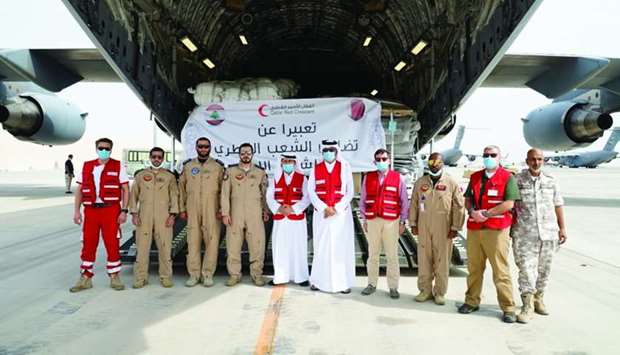 As the aircraft arrived in Beirut, it was received by the staff of QRCSu2019s representation mission in Lebanon, in co-operation with the Lebanese Red Cross.