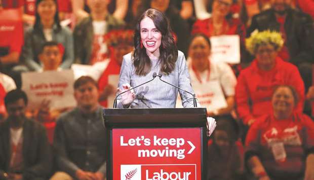 New Zealandu2019s Prime Minister Jacinda Ardern attends the launch of the Labour Partyu2019s election campaign in Auckland yesterday, ahead of the countryu2019s general elections scheduled for September 19.
