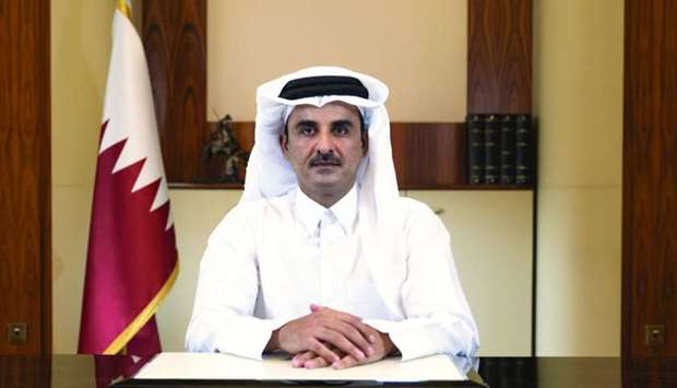 His Highness the Amir Sheikh Tamim bin Hamad al-Thani attending the emergency Lebanon donor conference Monday