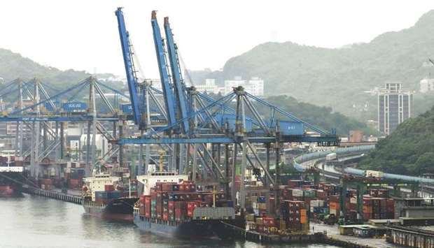 Gantry cranes at the Port of Keelung. Taiwanu2019s economy grew faster than expected in the second quarter, fuelled by strong export demand that offset the impact of island-wide Covid-19 restrictions.