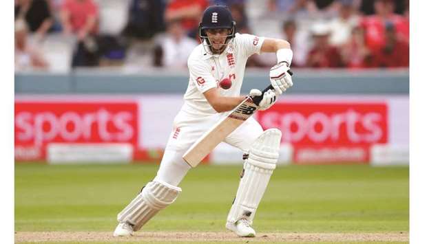 Englandu2019s Joe Root in action on the second day of the Lordu2019s Test against India yesterday. (Reuters)