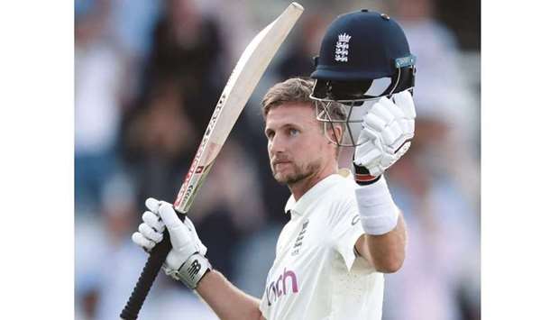 Englandu2019s Joe Root gestures to the fans at the end of the third dayu2019s play at Lordu2019s. (Reuters)
