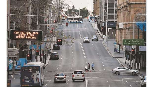 A general view shows quiet streets in the central business district of Sydney.