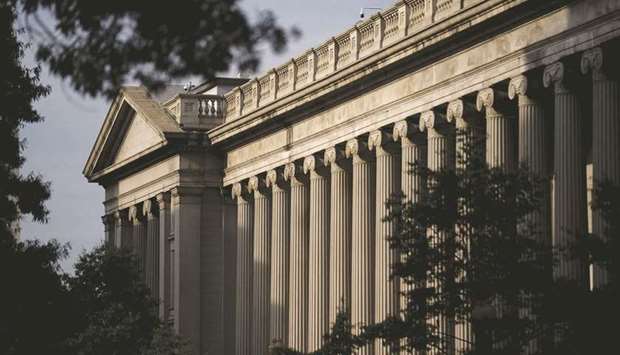 The US Treasury Department building in Washington, DC. Treasury is set to clarify that only cryptocurrency companies it considers brokers will need to comply with proposed IRS reporting requirements, aiming to quell concerns over a provision in the bipartisan infrastructure bill passed by the Senate.