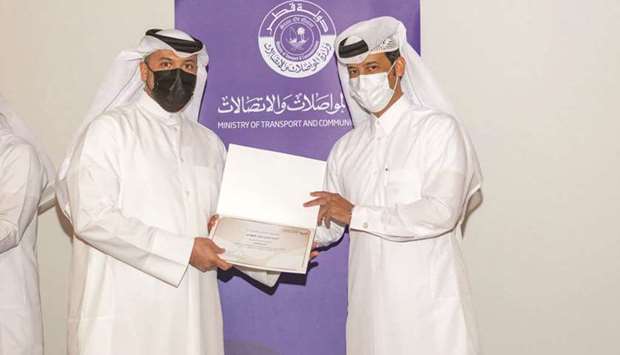 Al-Marri hands over certificate to one of the participants of the port security training workshop