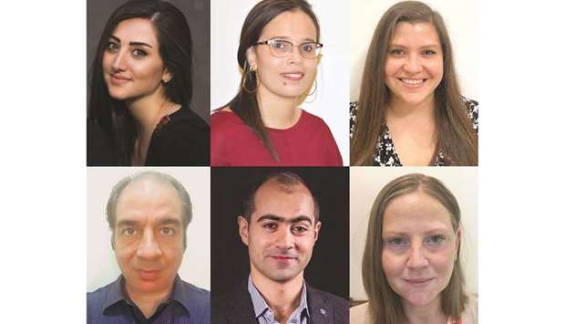 Presenters of WCM-Qu2019s new music therapy course (clockwise from top-left): Dr Aseel Massoud, Dr Ghizlane Bendriss of WCM-Q, Rula Barghouthi, Zhivka Pesheva, Taoufik Mirkhan, and Dr Waseem Kotoub.