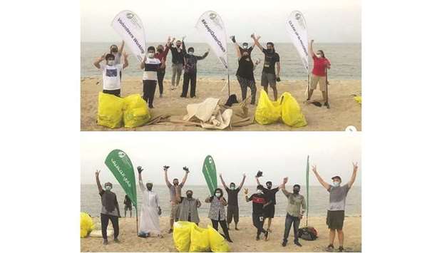 Deap Qatar volunteers at a recently held beach cleanup in northern Ghariyah.