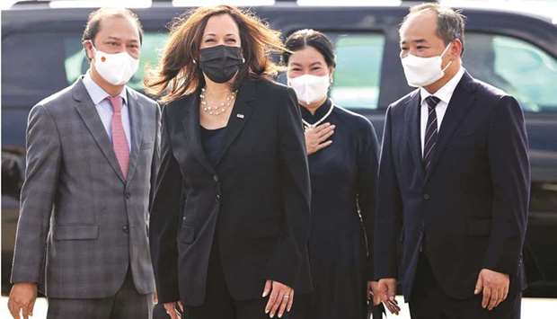 US Vice President Kamala Harris prepares to depart Vietnam at Noi Bai International Airport in Hanoi following her first official visit to Asia.