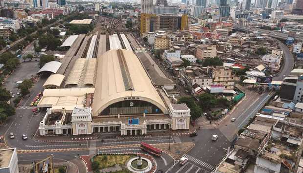 An aerial view of the Bangkok Railway Station, more commonly known as Hua Lamphong. The vast majority of services of the station at Hua Lamphong will move to a new rail hub on the capitalu2019s northern outskirts later this year, with plans for eventual fast services to China through neighbouring Laos.