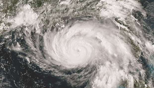 This National Oceanic and Atmospheric Administration (NOAA) handout image shows Hurricane Ida late on Saturday.