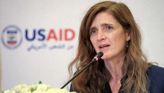 Samantha Power, Administrator of the United States Agency for International Development, speaks at a hotel in Sudan's capital Khartoum on August 3. AFP