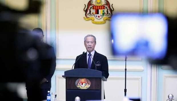 Malaysia's Prime Minister Muhyiddin Yassin speaking during his cabinet announcement in Putrajaya, Malaysia March 9, 2020. REUTERS/Lim Huey Teng/File Photo