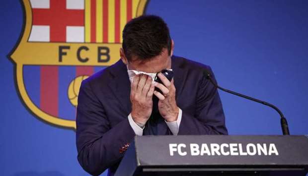 Lionel Messi during the press conference. REUTERS