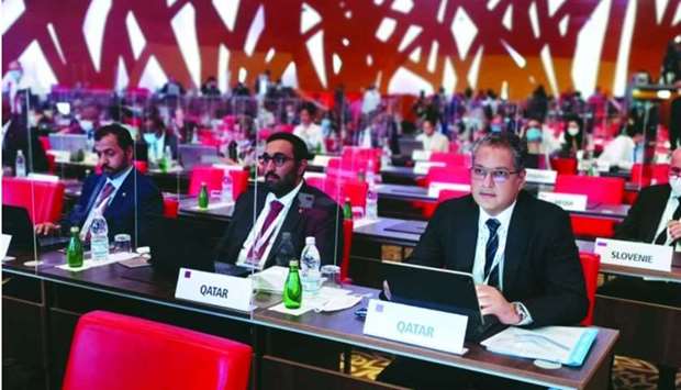The Qatari delegation during the opening plenary of the 27th Universal Postal Congress in Abidjan.