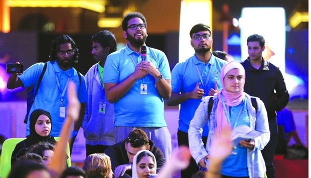 Jurors participate in the 'Meet the Talent' with Kaya Scodelario during the Ajyal Youth Film Festival on December 1, 2017 in Doha.