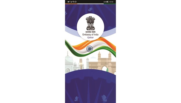 Homescreen of India in Qatar mobile app.