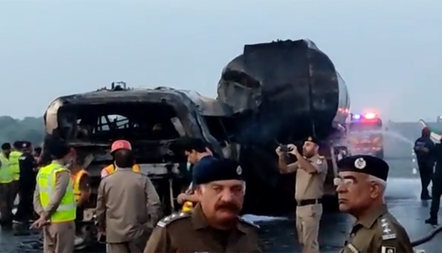 A screengrab from a video posted on social media that shows fire and rescue personnal and police at the scene of accident.