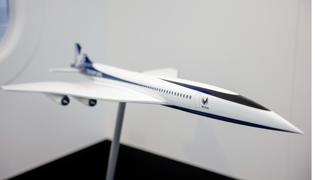 A model of the Overture supersonic aircraft.